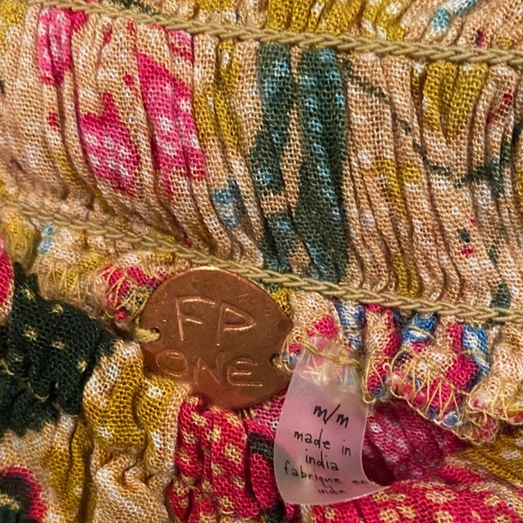 Free People One Floral Off-Shoulder Blouse - Yellow and Pink - Picture 3 of 4
